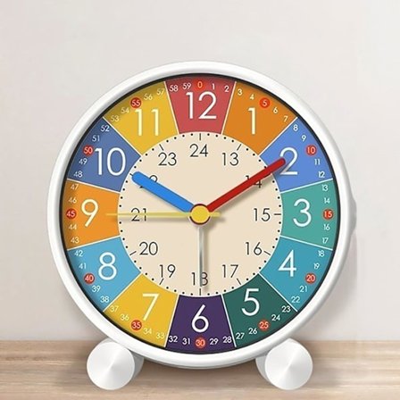 Pedagogisk vekkerklokke for barn, soverom, barnerom, skrivebord, tidlig utdanning, liten vekkerklokke, lydløs barneklokke