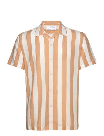 Slhreg-Air Shirt Ss Mix Kortermet Skjorte Beige Selected Homme*Betinget Tilbud