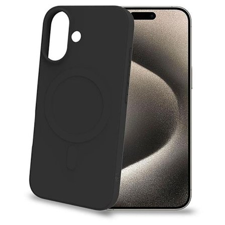 Celly Mobilskal till iPhone 16 MagSafe Soft Rubber - Svart