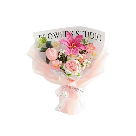 Hæklet håndstrikket buket, Mors dag og Kvindernes Internationale Kampdag gaver