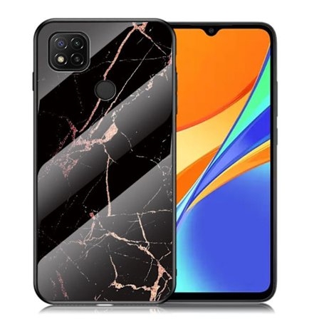 Fantasy Marmor Xiaomi Redmi 9C skal - Guld Svart Marmor