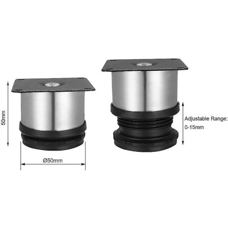 5 cm höjdjusterbara tjocka möbelben Borstade rostfria stålbordsben, 1,5 cm höjdjusterbara Levereras med rostfria stålskruvar 4 ben