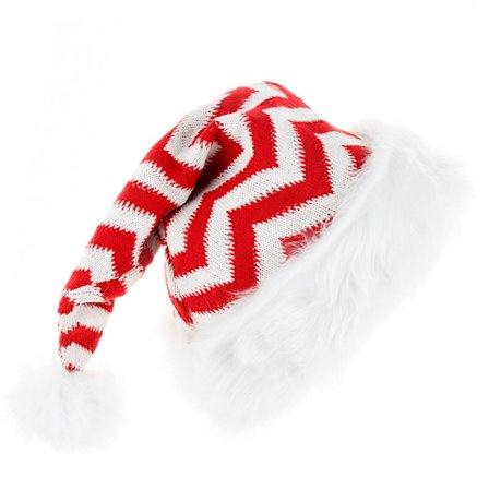 Strik Santa Hat, Julehat til Voksne, Unisex Hvid Comfort Plus