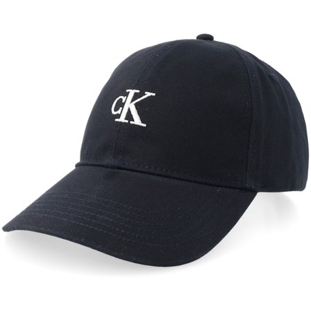 Calvin Klein - Schwarz unconstructed Cap - Monogram Embroidery Baseball Cap Black Dad Cap / Unconstructed @ Hatstore