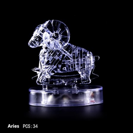 3D Krystallpuslespill Jig-saw Klar Tolv 12 Konstellasjon Astrolog Blinkende LED-lys