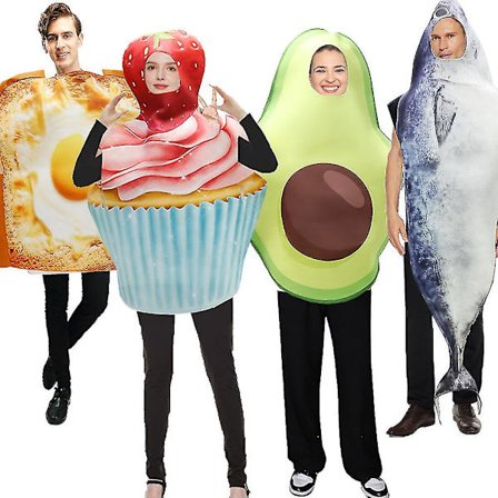 Par Pizza Croissant Donut Jordbær Avocado Tun Toast Udklædningskostume 2023 Mad Halloween Kostume Til Voksne