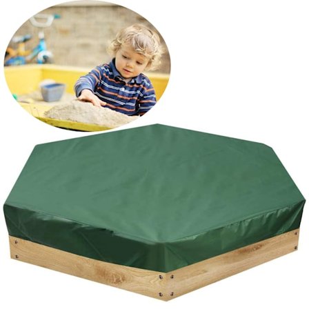 Dammsäker Sandlåda Täck med Dragkedja, Sandlåda Täck (230 x 200cm) 210D Oxfordduk Hexagon Grön