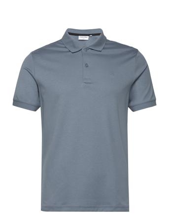 Smooth Cotton Slim Polo Polos Short-sleeved Grå Calvin Klein