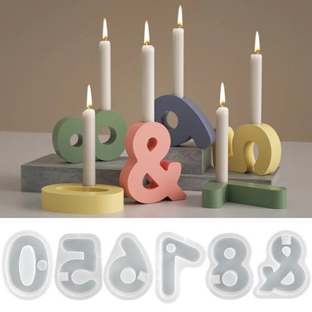 Number Candlestick Silicone Mold 3D Candle Holder Letter Number Mould DIY Epoxy Resin Gypsum Crafts Casting Mold Home Decoration