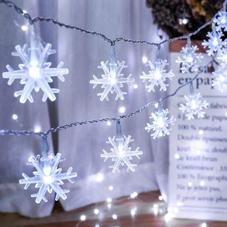 [2 Pack] Julbelysning, 5M 50 LED Snöflinga Ljusslingor Batt