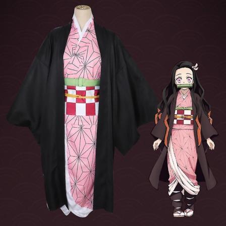 Anime Demon Slayer Barnkostyme for Gutter og Jenter Tanjirou Nezuko Zenitsu Giyuu Kochou Shinobu Opptreden Kimono 4-5 Years Kamado Nezuko