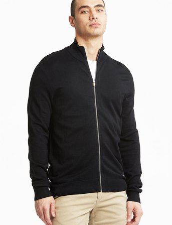 Lindbergh Ecovero L/S Zip Cardigan - Black - L