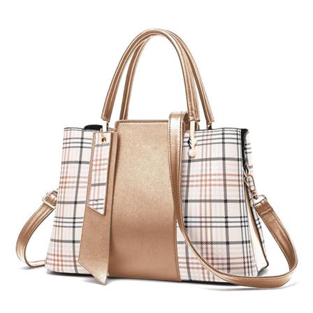 Ny plaid mode-syning håndtaske stor kapacitet bronzer skulder crossbody taske