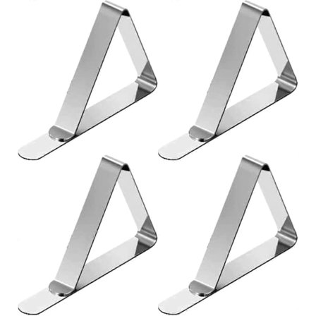 4 stk. Dukklips for tykke bord, store dukklips i rustfritt stål 7,5x4,5cm