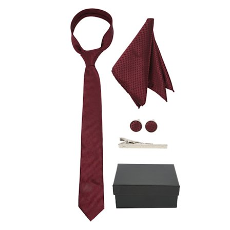 Uformelt slipssett i polyester for menn med mansjettknapper, svart eske, bryllup, møtetilbehør