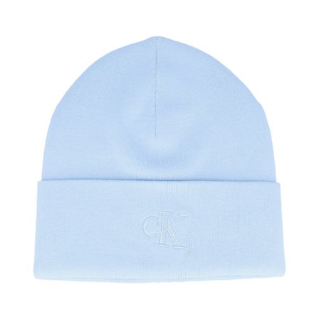 Calvin Klein - Blauw cuff Beanie - Ck Fine Rib Beanie Palest Blue Cuff @ Hatstore