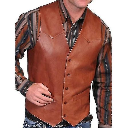 Menns Høst Mote Cowboy Imitert Skinn Vest.3XL.Brun