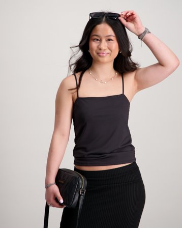 Kids ONLY KOGEA SHORT DOUBLE LAYER SINGLET JRS Noir Hauts et chemisiers Fille - Kids Brand Store