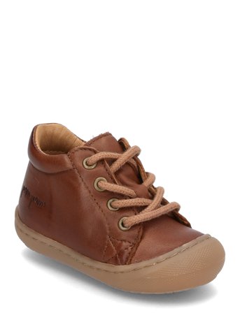 First Sport Lace Shoe Brown Pom Pom