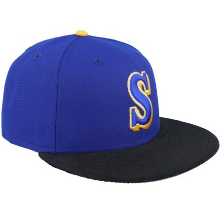 New Era - MLB Ble fitted Czapka Z Daszkiem - Seattle Mariners 59FIFTY Titan Blue/Black Fitted @ Hatstore