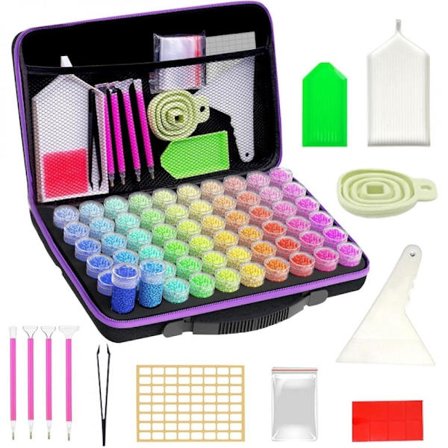 Diamantkunstsett for voksne, oppbevaringsboks for diamantmaling med bærbar design og vanntett EVA-veske, sikker inndelt organisering for