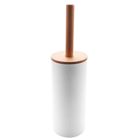 Toalettborste i bambu med bas, fristående toalettborsthållare, badrumstillbehör