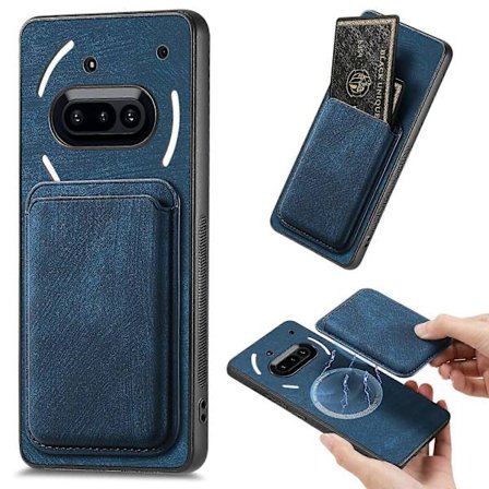 Kompatibel med Nothing Phone (3a) Deksel Kompatibel med MagSafe Lær Bakdeksel med Avtakbar Kortholder