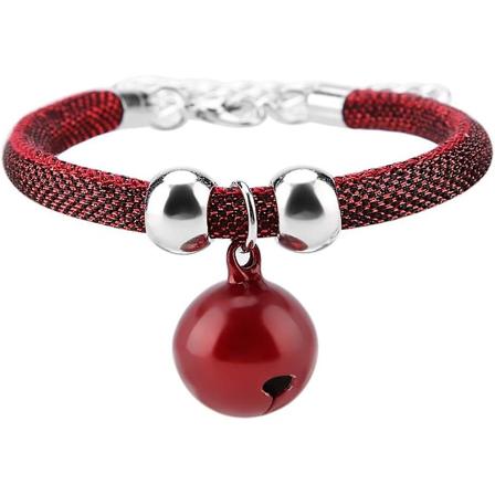 Nylonkattkrage med förlängningskedja, snyggt husdjurshalsband och kattungetillbehör, kattkrage för kattunge, kattkrage med klocka för honkatter (röd)