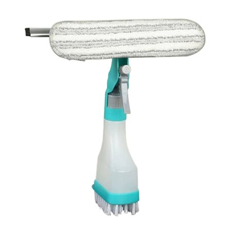 4 i 1 fönsterputssats med dubbelsidig svampskur/skrapa/spray/borste för badrumsglas