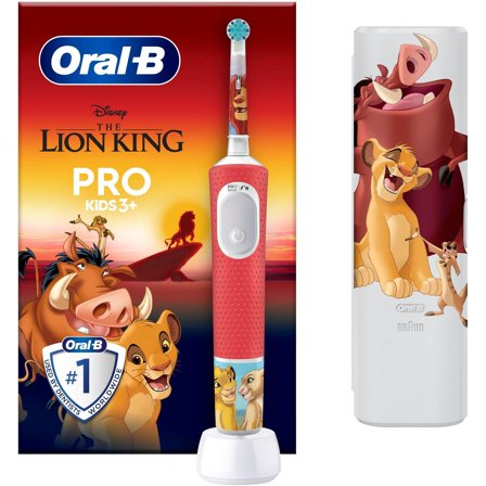 Oral-B - Elektrisk tannbørste Vitality Pro Kids Lion King, Travel Case Rød