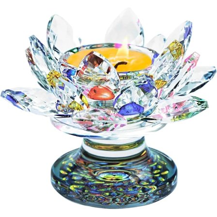 Färgglada Kristall Lotusblommor Ljus, Lotus Hög Ljushållare, Regnbåge Lotus Ljushållare, för Heminredning Kontor Bröllopsbord