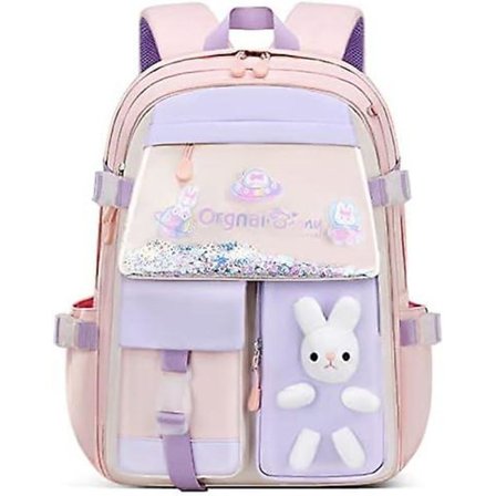 Piger Rygsæk Sød Kanin Elementary Skoletasker Mellemstore Skoletasker Casual Daypack Rygsække Holdbare Letvægts Rejsetasker (pink)
