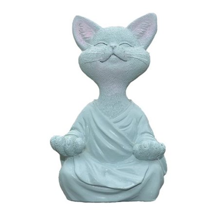 Meditationsstaty Kattstaty Zen Yoga Dekorationsfigur Harts Med