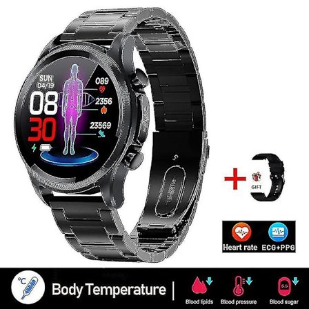 2023 Blodsocker Smart Watch Ecg+ppg Monitoring Blodtryck Kroppstemperatur Smartwatch Herr Ip68 Vattentät Fitness Tracker - Smart Wat