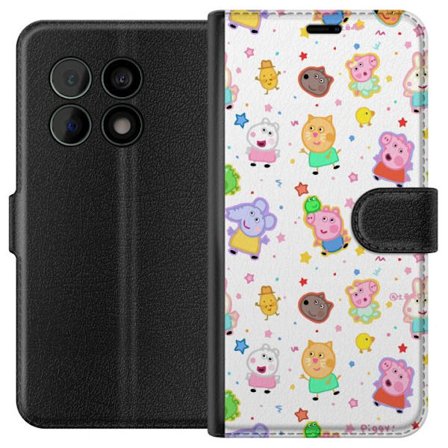 Kompatibel Tegnebogsetui til OnePlus 10 Pro Farverige tegneserie dyrekarakterer i en legende stil med stjerner og prikker på en lys baggrund