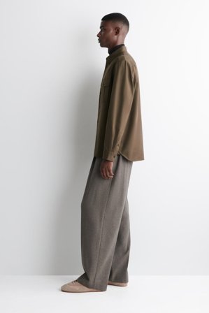 COS Men's Epaulette-Detail Cotton Shirt in Brown