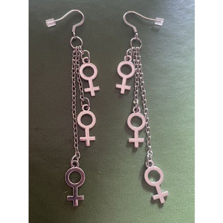 Earrings - Female Symbol - Venus - Black/Silver - Studs
