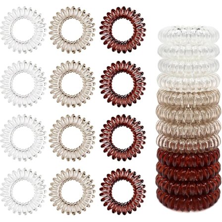 12 stk. Spiral Hårelastikker, Spiral Hårelastikker i Plastik, Spiral Hårelastikker, Hårelastikker uden Mærker, Telefonledning Elastikker 