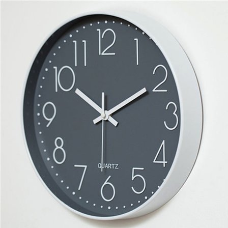 Klokke veggklokke kvartsklokke moderne enkel stue (stilig hvit ramme grå bakgrunn)