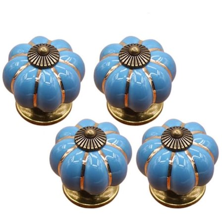 Fire styk keramiske skabslågehåndtag sæt keramiske dørhåndtag græskarformede skabslågehåndtag glaserede skuffehåndtag DIY dekoration, egnet til