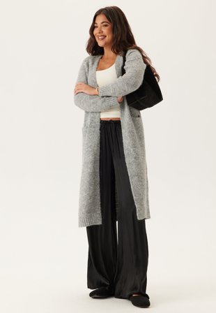 Object Collectors Item - Objmilu Ls Lo Long Knit Cardig - Medium Grey Melange