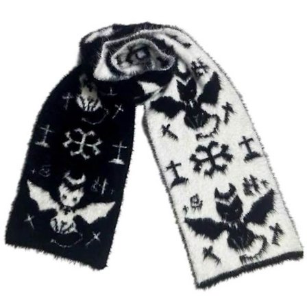 Vendbar Strikket Skjerf Halsvarmer Dobbeltsidig Skjerf Dametilbehør Djevelkatt minkpels s Devil cat mink fur s