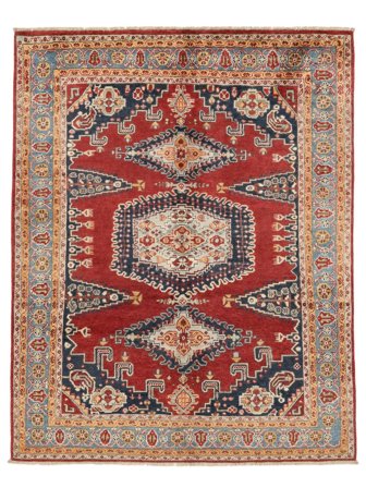 150X187 Tapis Kazak Fine D'orient Rouge Foncé/Marron (Laine, Afghanistan) Carpetvista