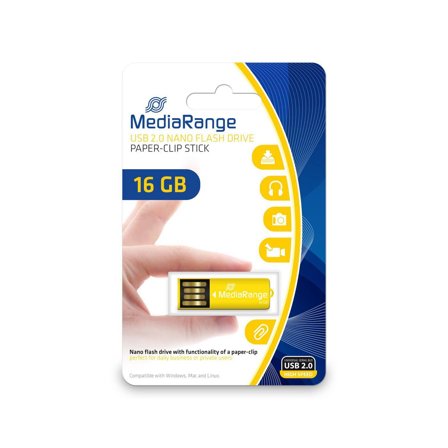 MediaRange USB Nanostick 16GB m. Klammerf F-FEEDS