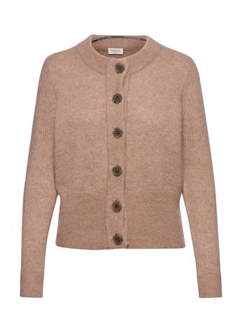 Slfsia Ls Knit Cardigan B Coll Strikkegenser Cardigan Brun Selected Femme
