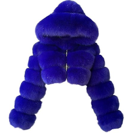 Pelsjakke for kvinner med hette, kortere boblejakke, fleece, varm jakke, pluss størrelse, vinterjakke for kvinner