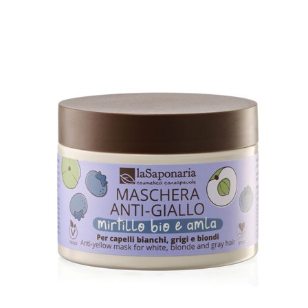 LA SAPONARIA Capelli e Cute Maschera anti-giallo - Mirtillo Bio e Amla 200ml - Maschera Protezione Colore Capelli