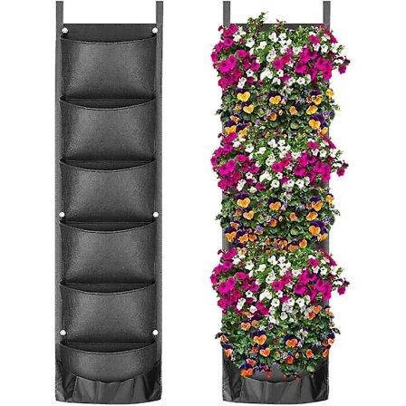 Kasvisäkit, 5 kpl:n kangasruukku, jossa on kahvat, tuuletusreiät, musta - 10 gallonaa (40 l)