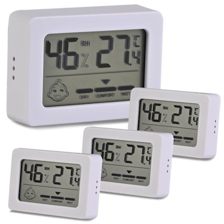 4 stk. Digital Hygrometer, Mini Indendørs Termometer Hygrometer, Digitalt Hjem Indendørs og Udendørs Termometer