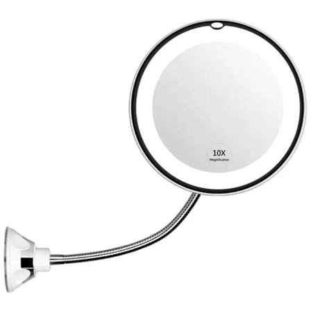 Joustava hansikaulainen meikkispeili LED-valolla 10x suurennospeili Imucuppi Valo Hajotettu valo ja 360 asteen kääntö Flexible mirror